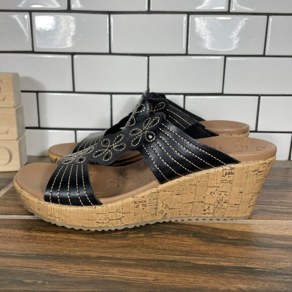 Skechers Beverlee Garden Picnic Womens Size 7 Shoes Black Luxe Foam Slide Sandal - Picture 1 of 13